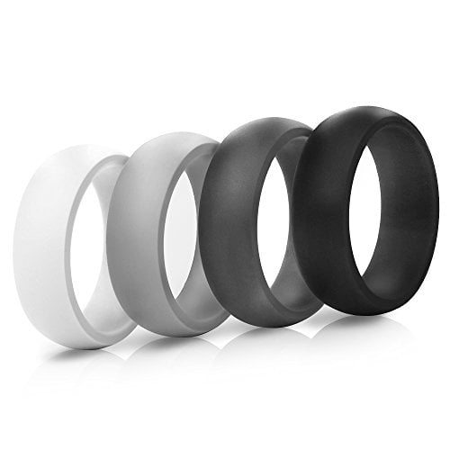 Saco Band Silicone Rings for Men 4 Pack Beveled Rubber Wedding Bands 7 Pack 